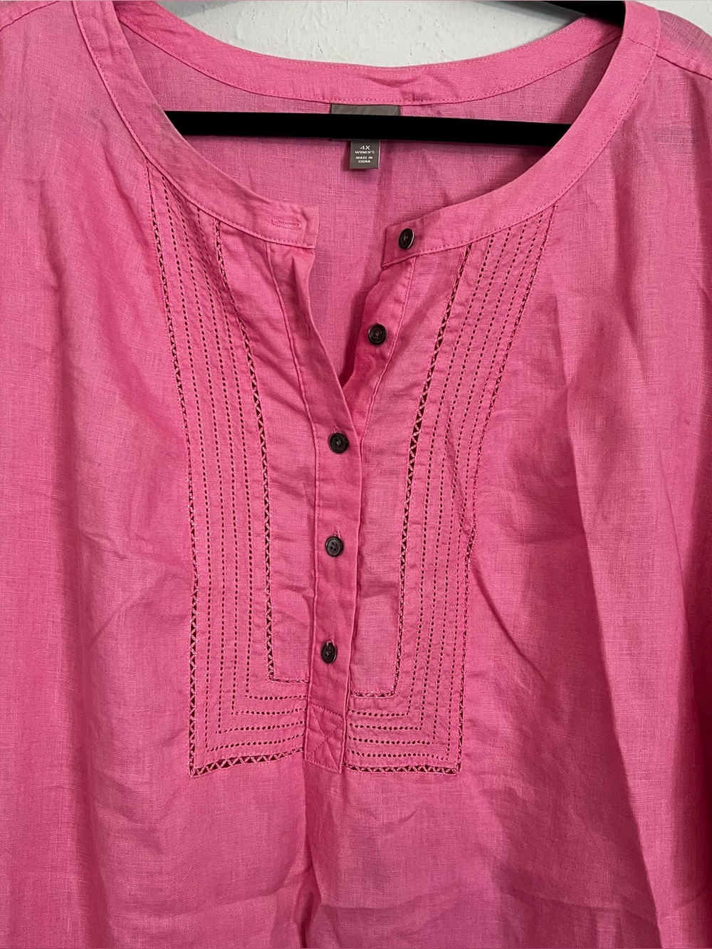 J.JILL 100% LINEN LONG SLEEVE DRESS PINK 4X
